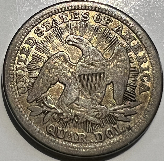 ⭐️ 1853 Arrows and Rays Seated Liberty Quarter Very Fine VF Coin 90% Silver