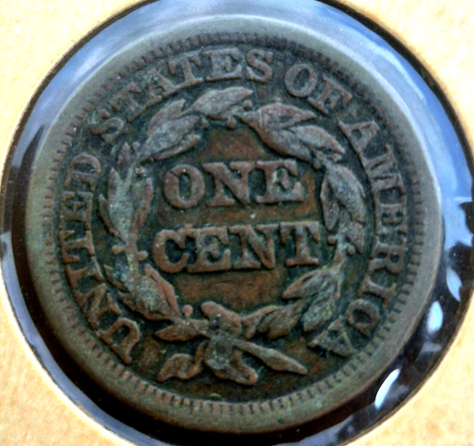 1849 Coronet Large Cent Braided Hair in Vintage Flip Very Nice Details Condition