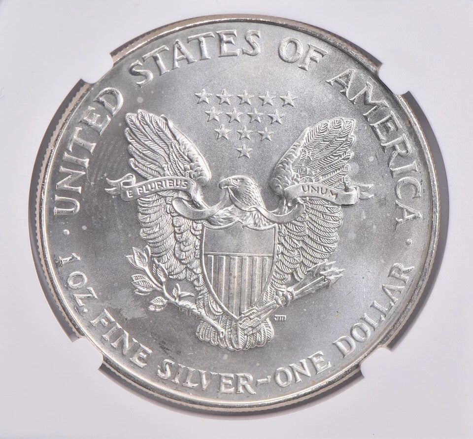 BU 1994 American Silver Eagle $1 NGC Brilliant Uncirculated Brown Label Cracked