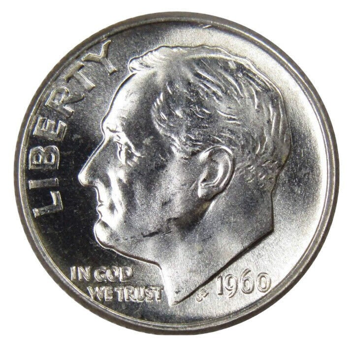🔥1960 (P) Brilliant Uncirculated Roosevelt Dime 90% Silver BLAST WHITE US Coin