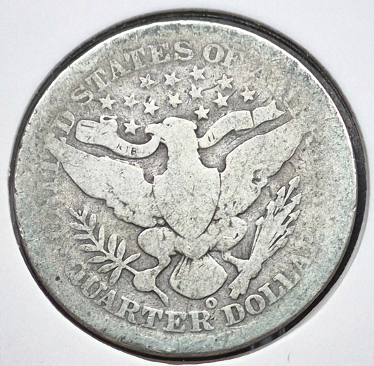 1905 O Barber Silver Quarter 90% SILVER Coin Raw Circulated AG Condition or Less