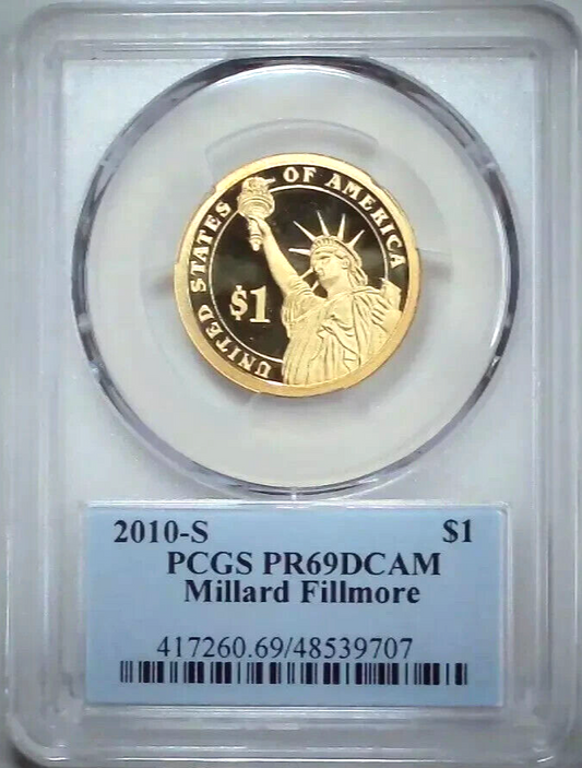 ✅ 2010 S $1 MILLARD FILLMORE Dollar PCGS PR69 DCAM President Dollar Coin Photo