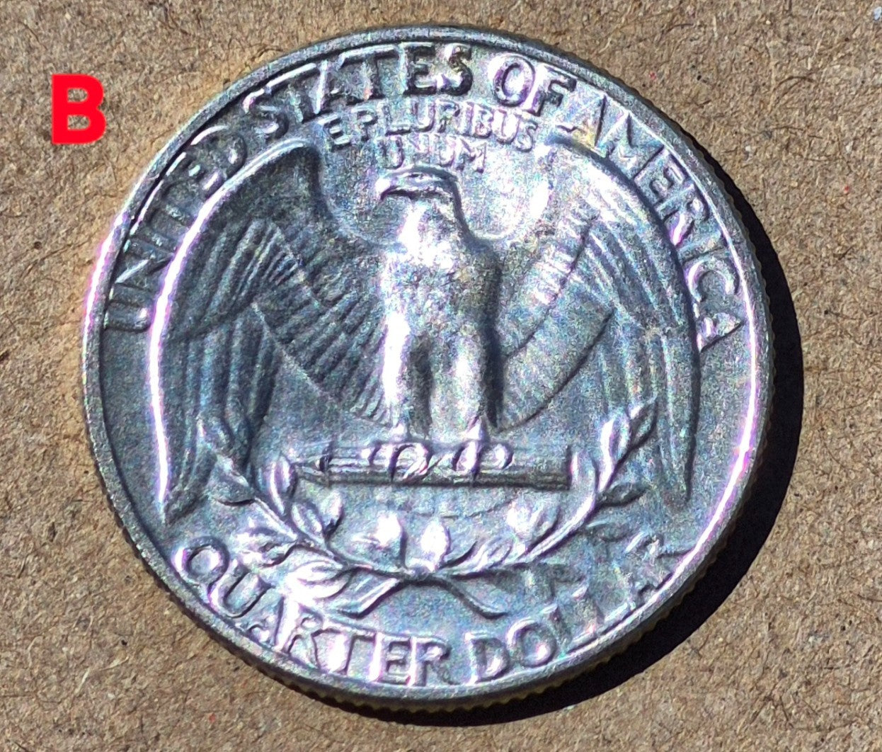 (2)1950P GEM BU Washington End Coins OBW US Treas 90% Silver Quarter TONER ALERT