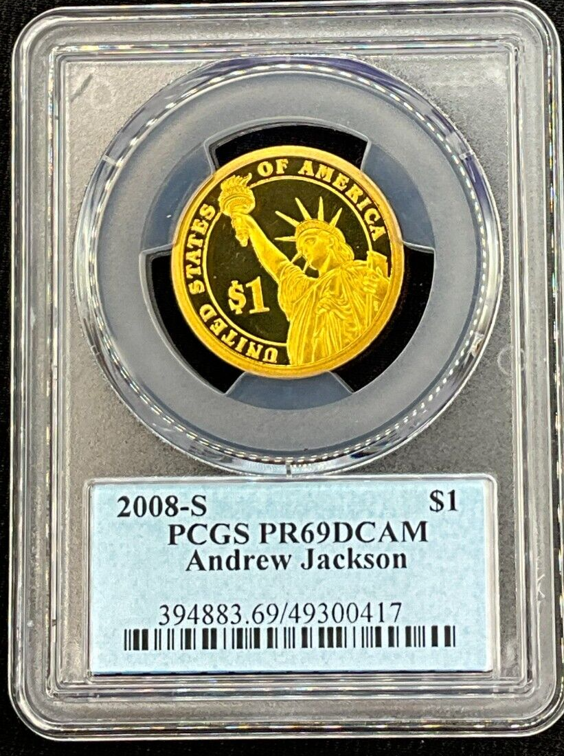 ✅ 2008-S $1 Andrew Jackson PCGS PR69 DCAM Presidential Dollar Coin Photo Label