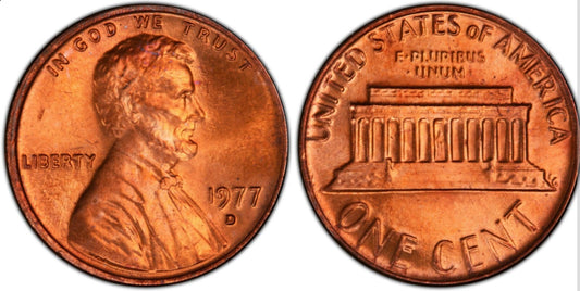 1977 Denver Lincoln Memorial BU Brilliant Uncirculated 1C From š„OBW Bank Rollš„