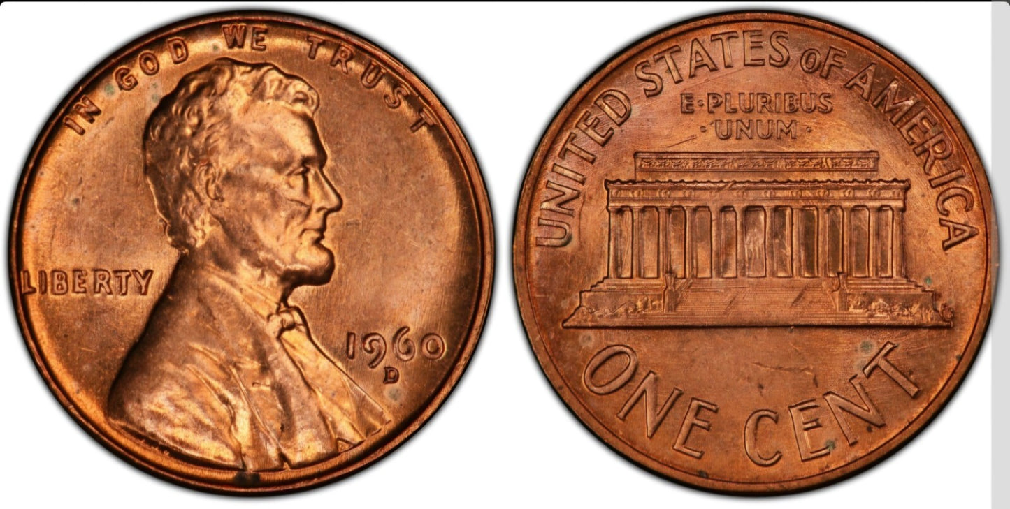 1960 D Memorial 😲Small Date BU Brilliant Uncirculated 1C 🔥From OBW Bank Roll🔥