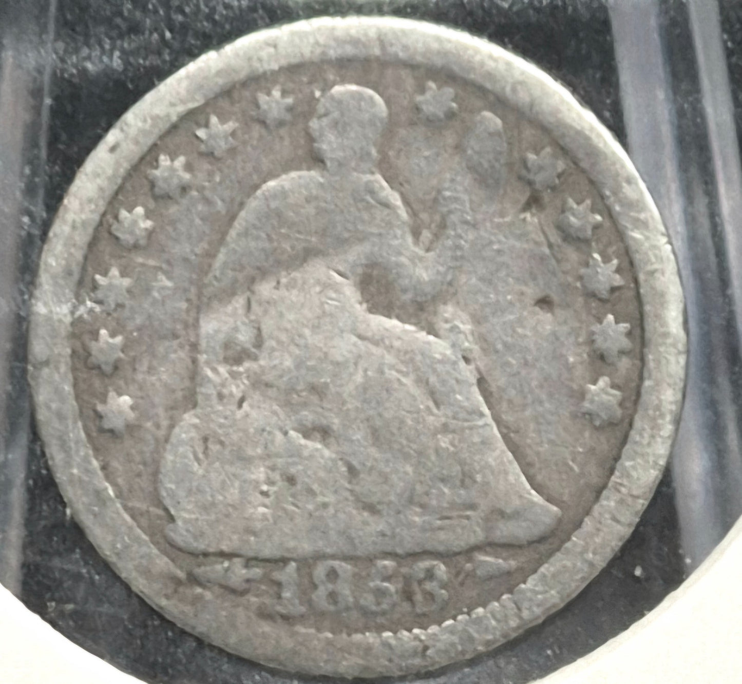 1853 Liberty Seated Half Dime Rotated Die 90% Silver Arrows at Date Good Detail
