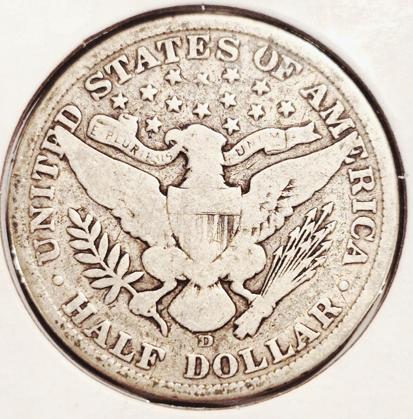 1908 D Barber Half Dollar 90% Silver 50C Circulated Condition