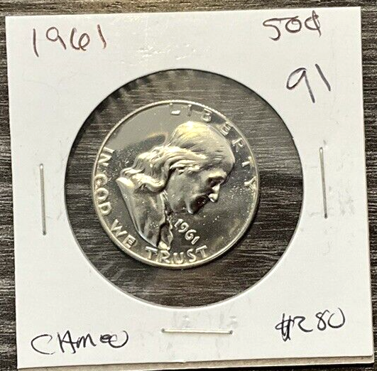 1961 Franklin Half Dollar Proof Cameo 50c Coin Exceptional Shine Bell Lines