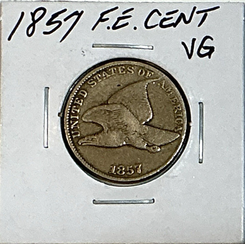 ✅ 1857 Flying Eagle 1c VERY Good Detail 1st Small Cent Sharp Strike Rare Coin