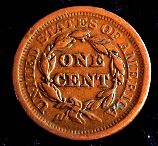 1851 Coronet Head Large Cent Braided Hair ๐ฅFull Liberty๐ฅ Very Nice AU Details