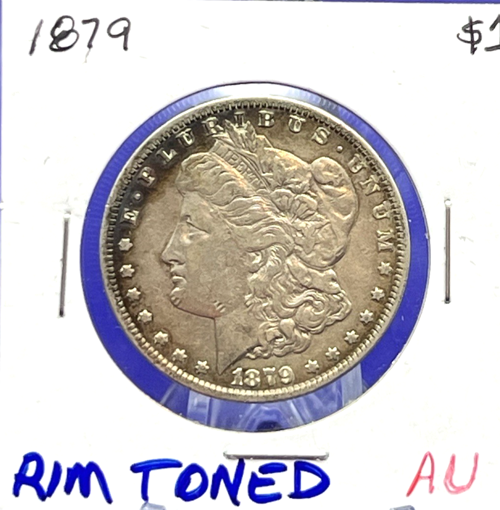 1879 Morgan $1 Dollar 90% Silver BEAUTIFUL Rim Toned Obverse+ Full Toned Reverse
