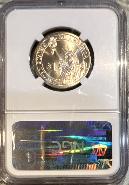 ⭒ 2011 P NGC FIRST DAY OF ISSUE JAMES GARFIELD BU $1 Presidential Coin