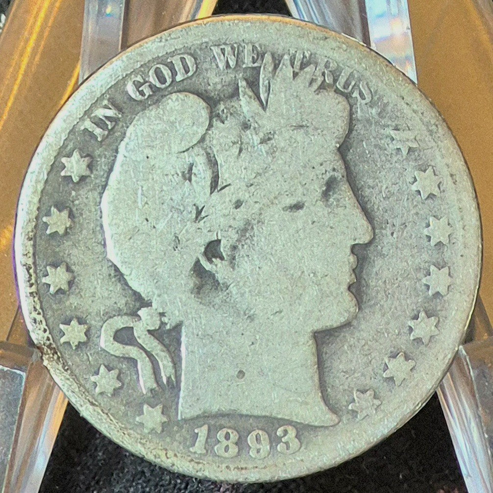 1893 New Orleans Barber Half Dollar 90% Silver 50C Very Good Partial Motto