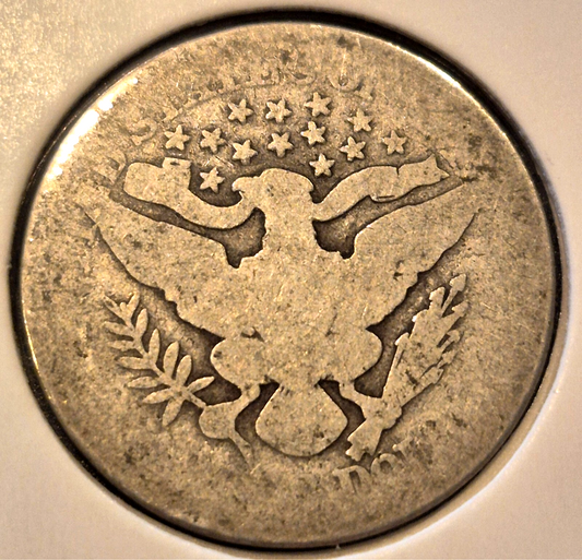 1912 Barber Silver Quarter 90 % SILVER Coin Raw Circulated Condition FR or Less