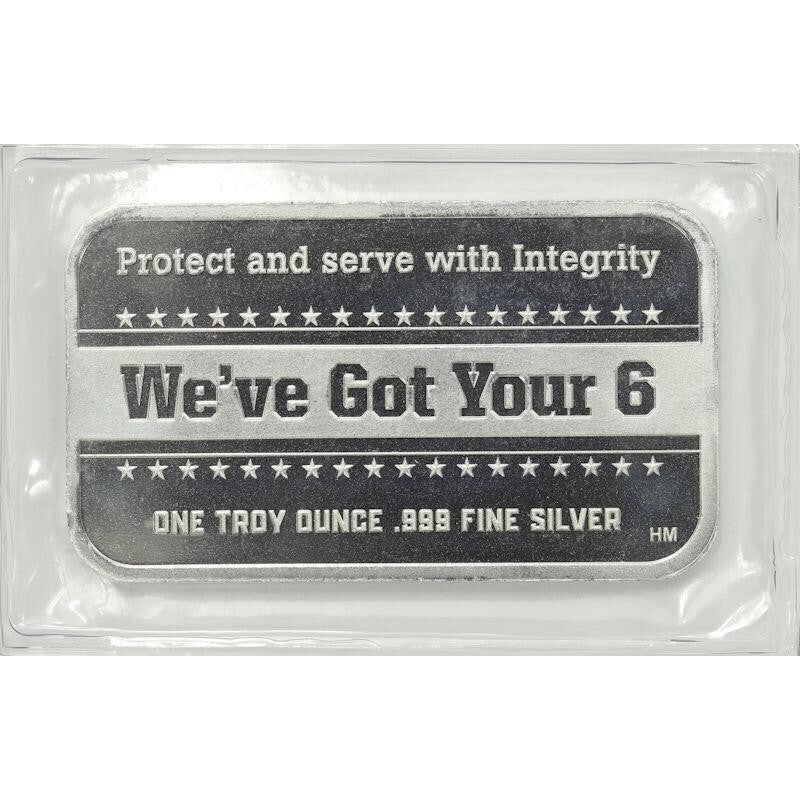 👮THIN BLUE LINE Protect Serve Integrity .999 Fine 1 Oz SILVER Bar We Got Your 6