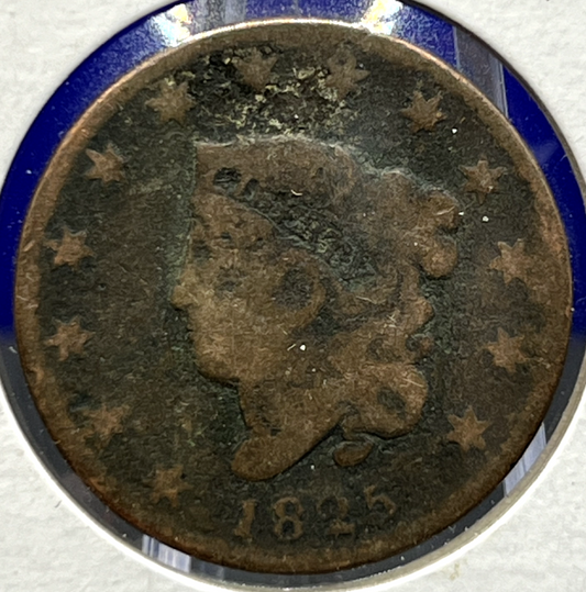 1825 Coronet Matron Head Large Cent Copper Penny ROTATED DIE 1c Collectible Coin