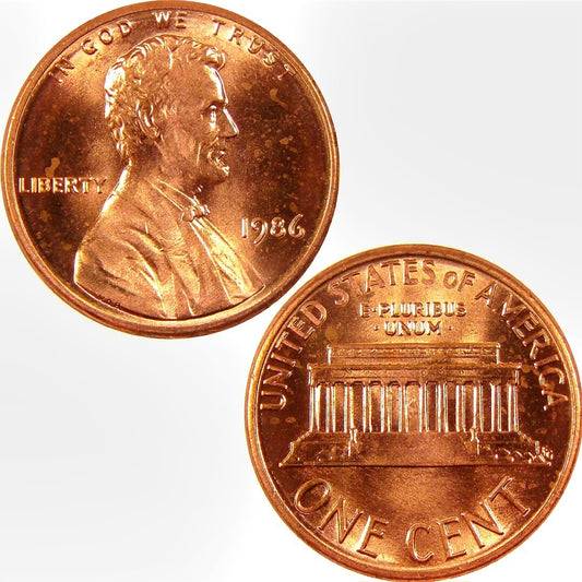 1986 P Lincoln Memorial BU Brilliant Uncirculated 1C From 🔥OBW Bank Roll🔥