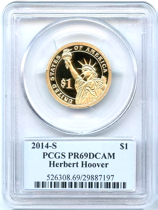β
2014 S $1 Herbert Hoover PCGS PR69 DCAM Presidential Dollar Coin Photo