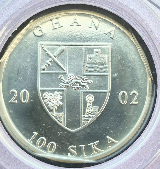 2002 GHANA SILVER 100 SIKA COIN UNCIRCULATED 92.5 % SILVER