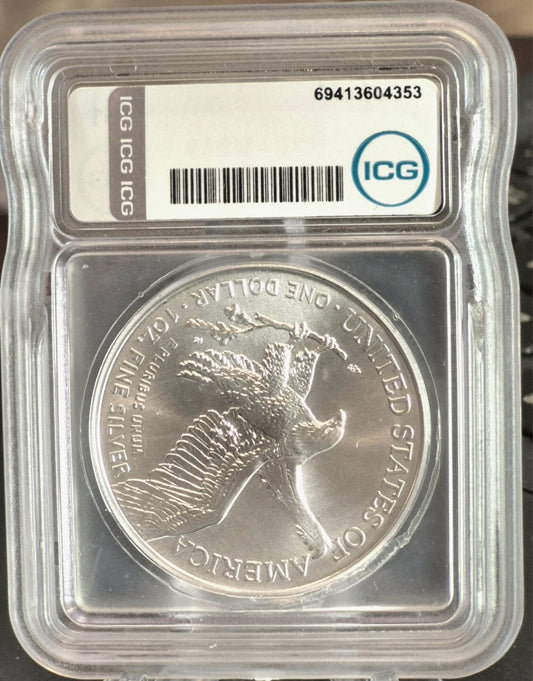 Low Mintage 2024 1 Oz American Silver Eagle Star Privy ICG MS69 Slab Blast White