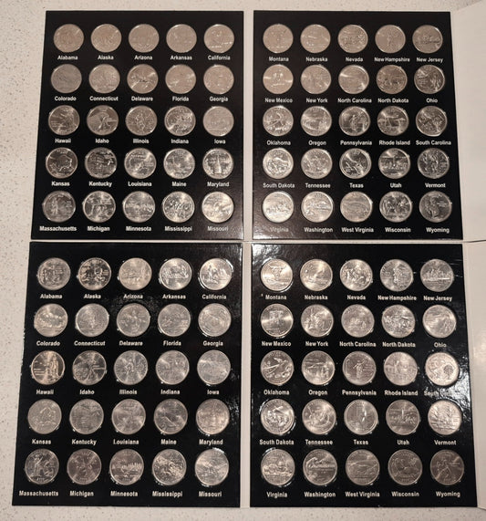 US STATE QUARTER SET P & D MINTS WITH ALBUMS, 1999 THRU 2008. 100 UNC QUARTERS