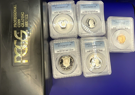 🔥{5} GRADED PROOF COINS Instant Collection💰PCGS PR69DCAM 20+ Year Old Coins💥