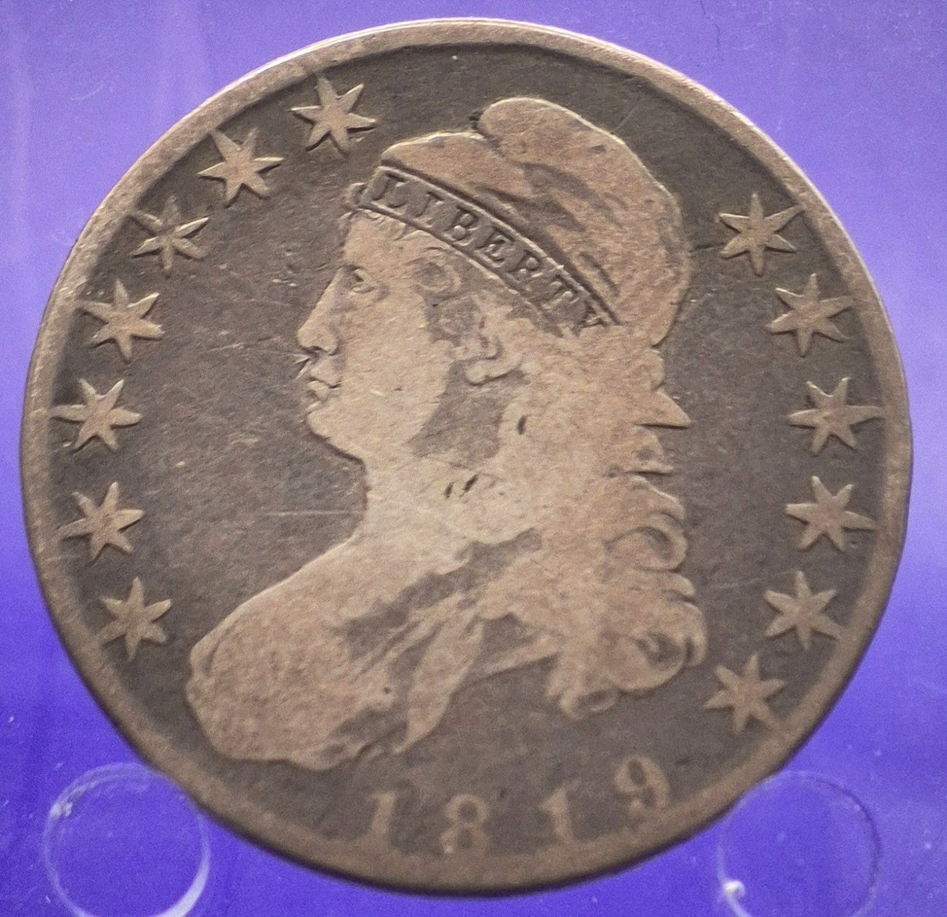 1819 Capped Bust Half Dollar 90% Silver 50c Early Better Date Circulated Coin