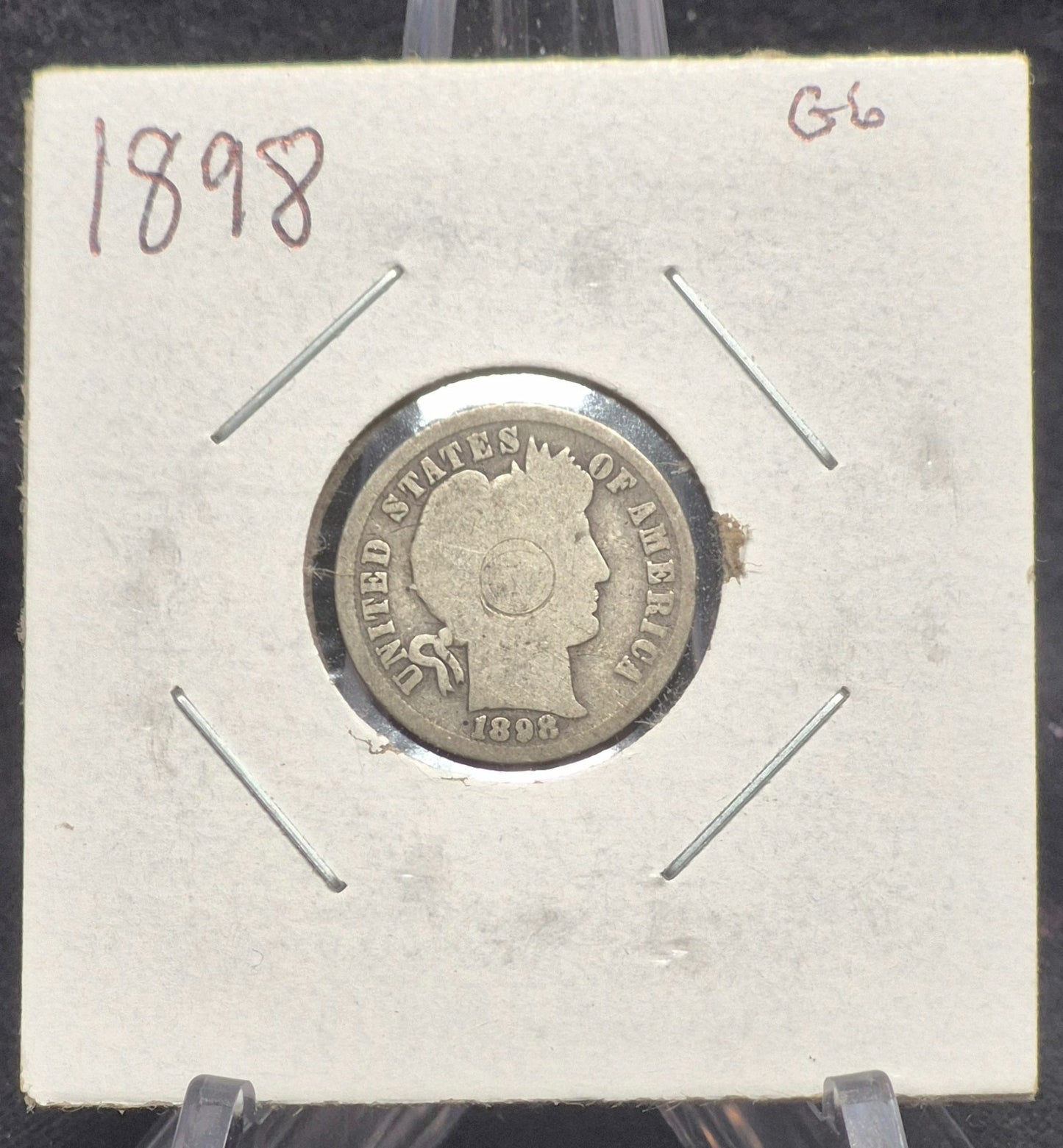1898 Barber Dime š„90% Silverš„Good Detailed Condition Coin Roller Cheek Scar