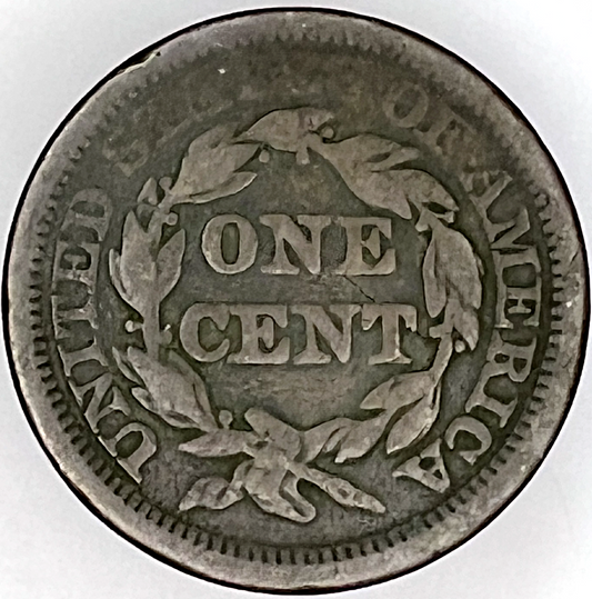 1845 Braided Hair Large Cent - VF Copper 1c Penny Coin