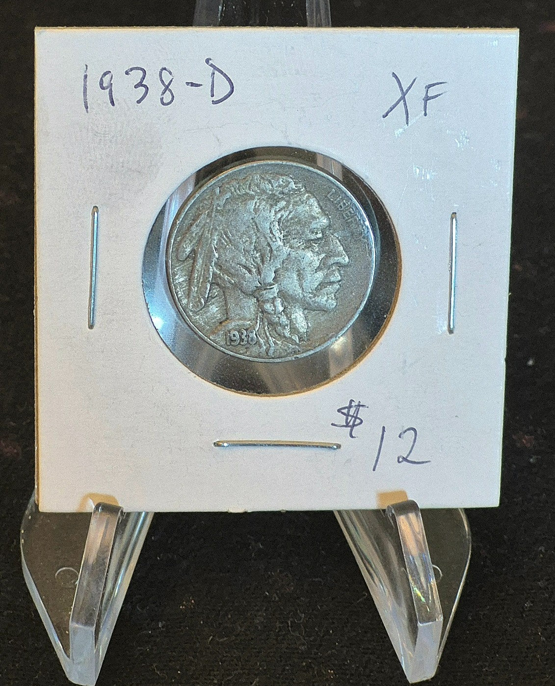 1938-D Buffalo Nickel Denver Mint 5C XF+ Bold Date & Mint Mark W/ Full Horn Cape