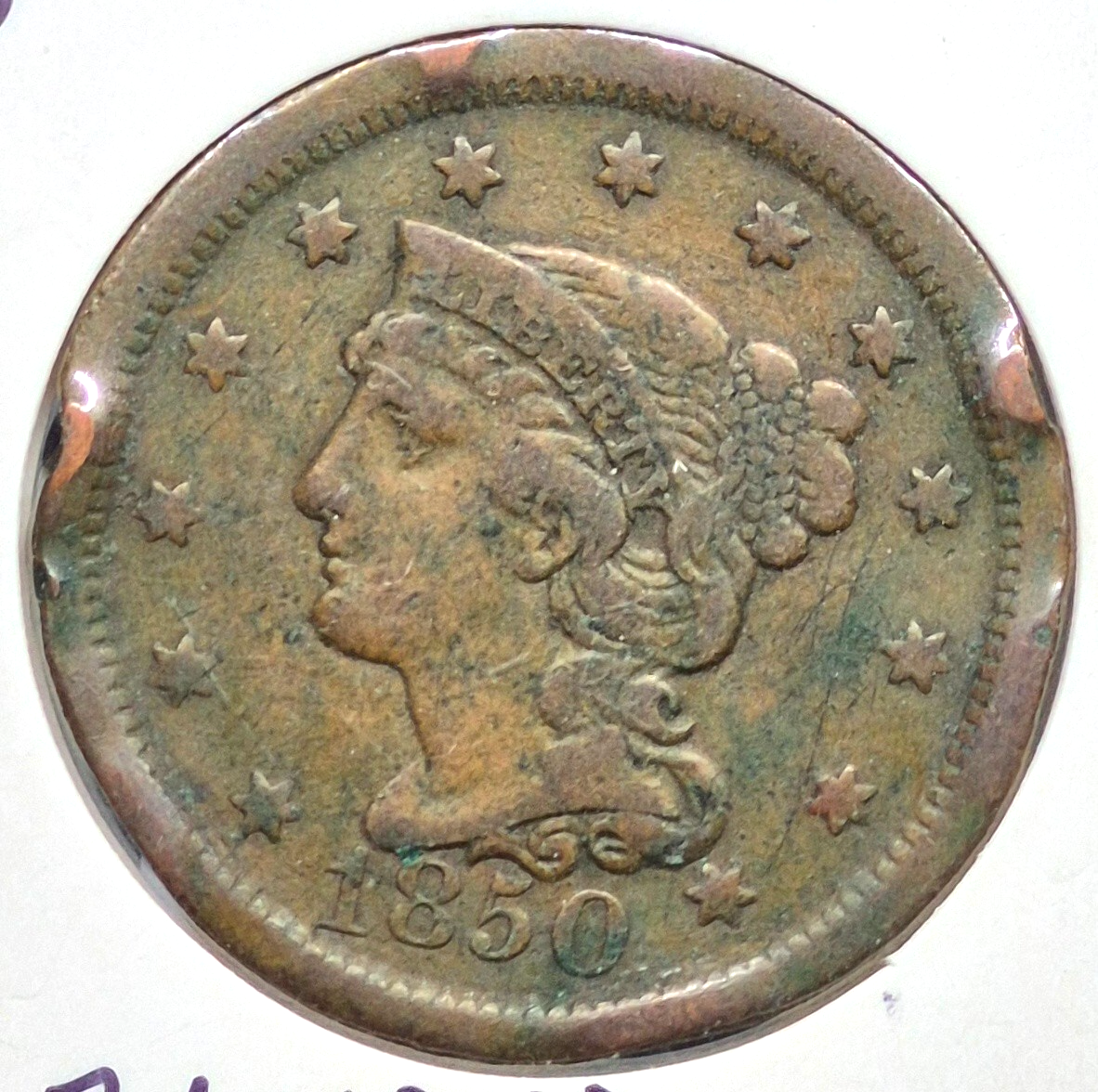 1850 Braided Hair Large Cent 🔥Very Nice Crisp Details🔥