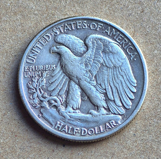1937-D Walking Liberty Half Dollar 90% Silver XF-AU Circulated Features 50C
