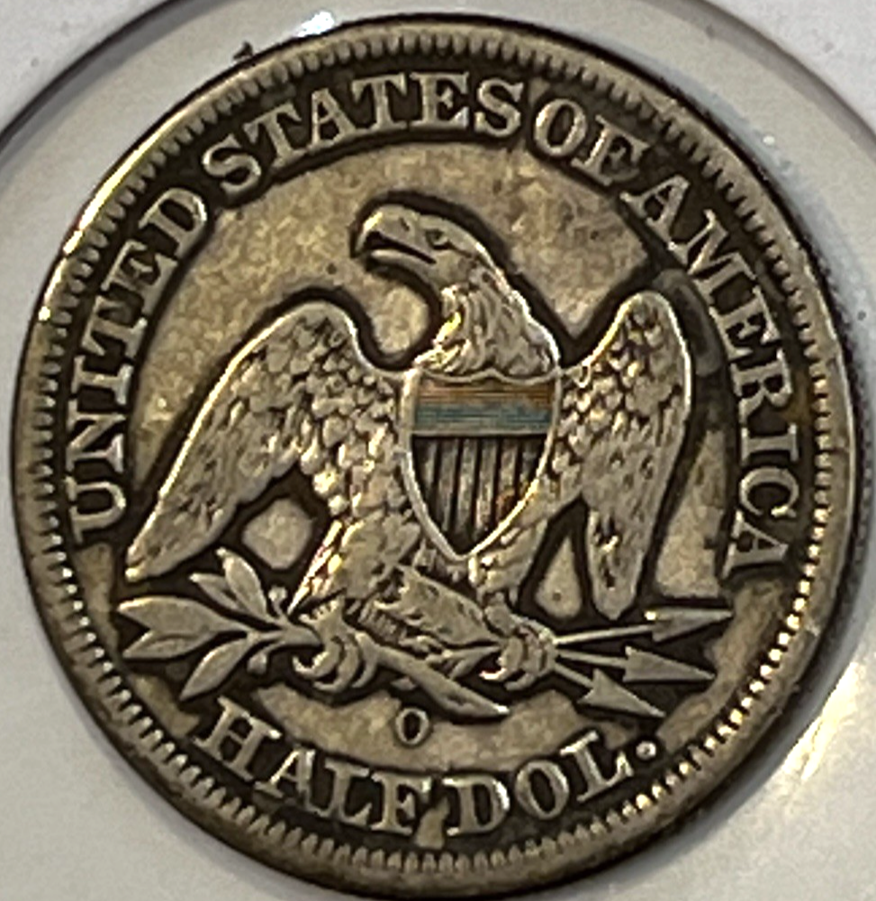 1854-O ARROWS ! Seated Liberty Half Dollar 90% Silver 50c Coin Eagle Reverse