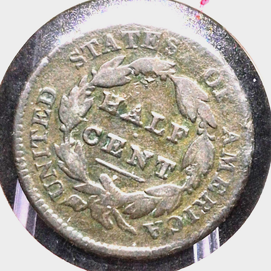 1829 Classic Head Half Cent 🔥Rotated Die Error🔥 FULL LIBERTY Very Good Details