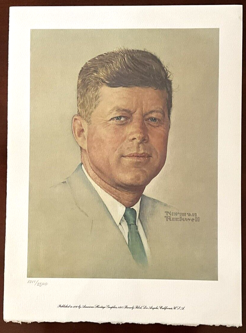 NORMAN ROCKWELL Lithograph of JOHN F KENNEDY Numbered Limited Edition JFK Print