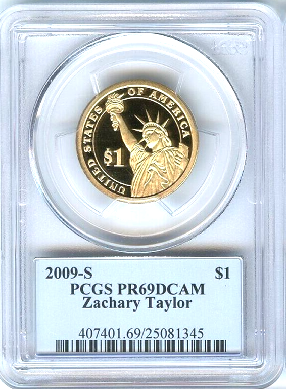 ✅ 2009-S $1 Zachary Taylor PCGS PR69 DCAM Presidential Dollar Coin Photo Label