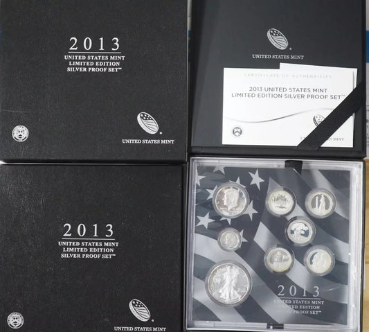 π₯ 2013 US Mint Limited Edition Silver Proof Set w/Box & COA OGP 8 Coins