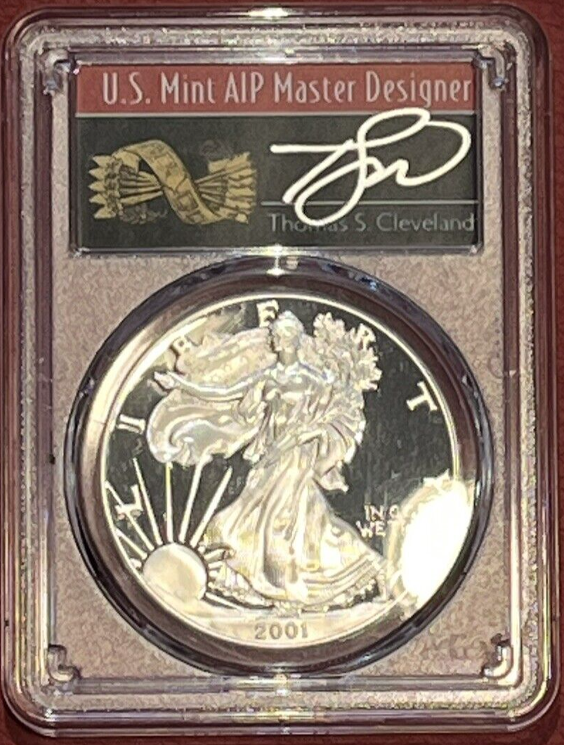 2001-W PROOF American Silver Eagle $1 PCGS PR69 Thomas Cleveland Arrows POP of 8