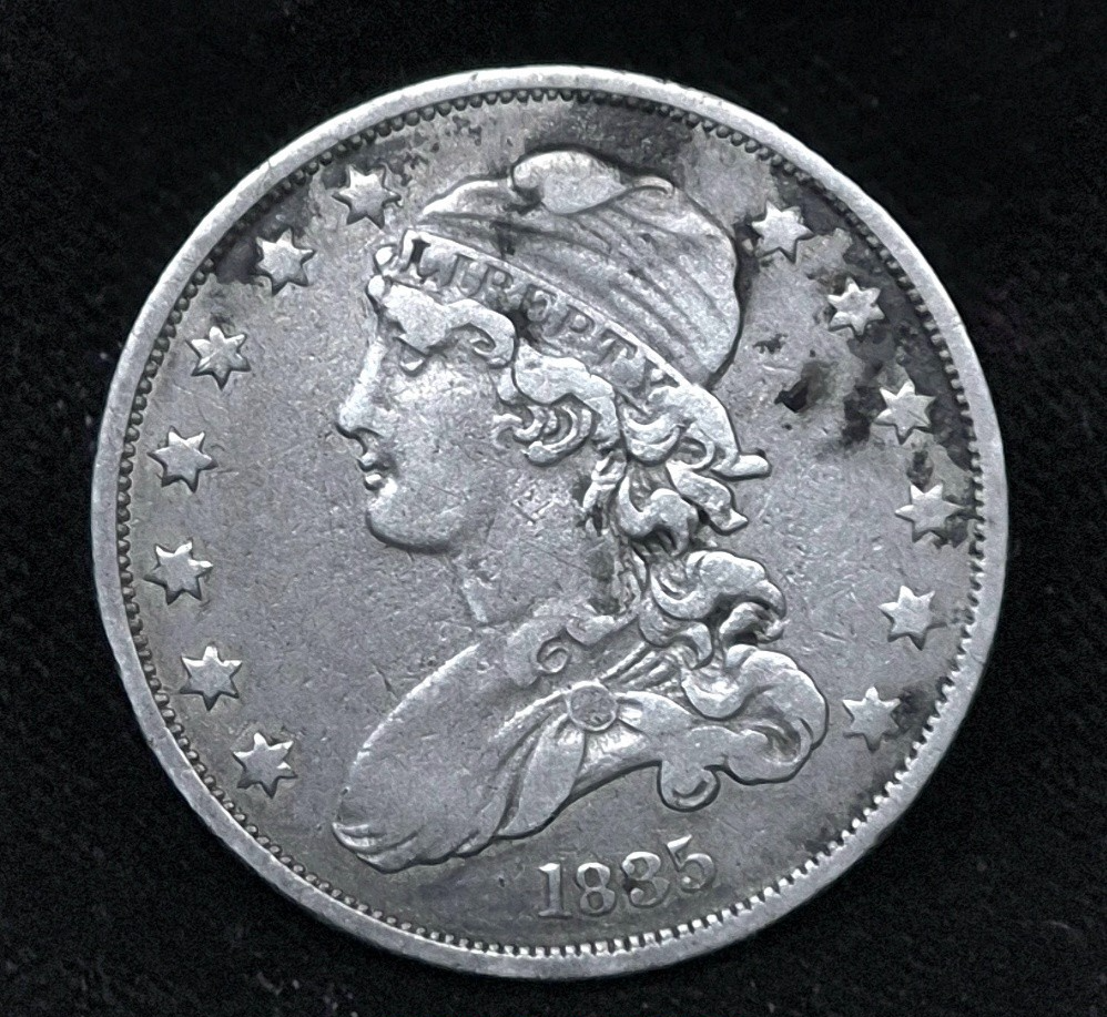 1835 Capped Bust Quarter X Fine 🔥90 % Silver Type Two Motto Removed Circ. Sharp