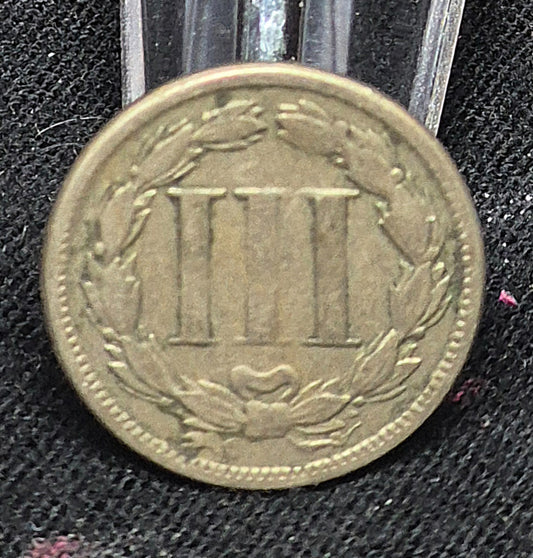 🔥 1865 Liberty Head Three Cent Nickel 3c Civil War Coin Rare Key Date VF