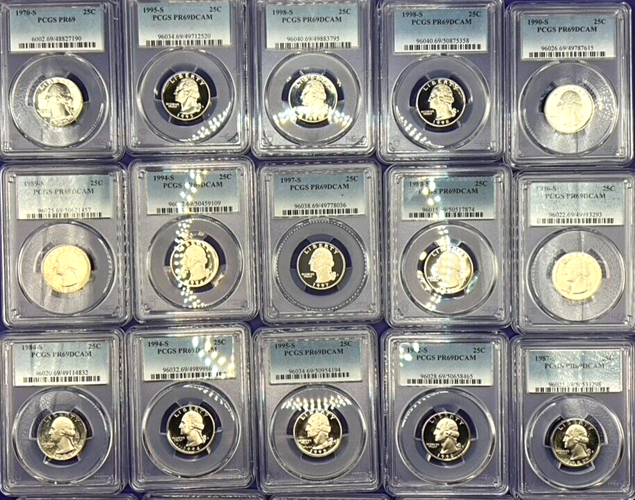 đ„LOT OF 3 - PCGS Graded Washington Quarter PR69DCAM PROOF Coins đ„
