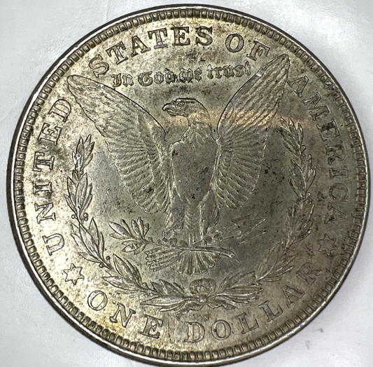 1921 S Morgan CRAZY OBW TONING 90% Silver $1 Dollar OLD BANK WRAPPED TONED COIN