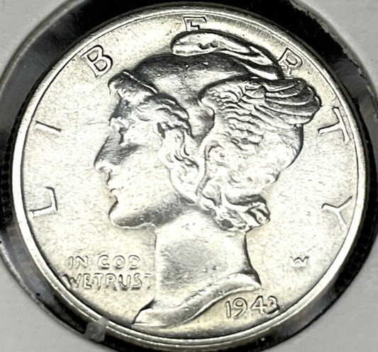 1943 (P) Mercury Dime 90% Silver CHOICE BU US Coin Sharp Strike Full Lines