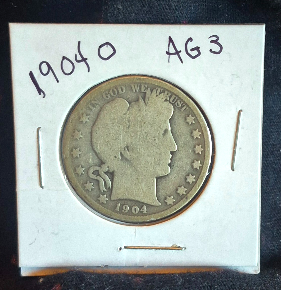 1904 O Barber Half Dollar 90% Silver 50C Circulated Condition May Be AG or Less