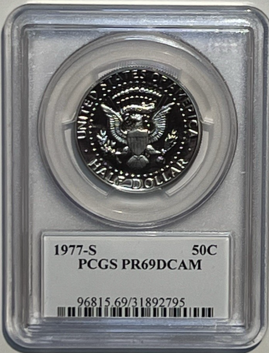 1977-S Kennedy Half Dollar Proof PCGS PR69DCAM John Kennedy JFK Label Signature