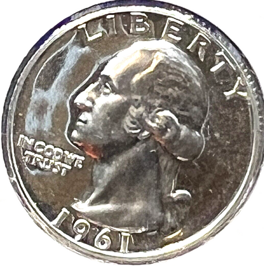 1961-P PROOF Washington Quarter 90% Silver 25c Super Shiny Coin