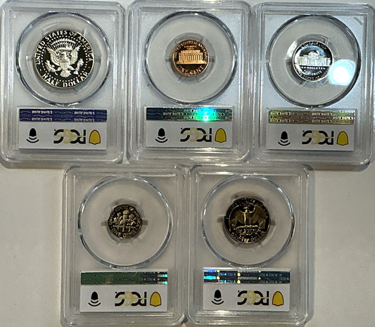 1981-S 5 Coin Proof Date Set PCGS PR69 DCAM "TYPE 1" Coins Newly Graded