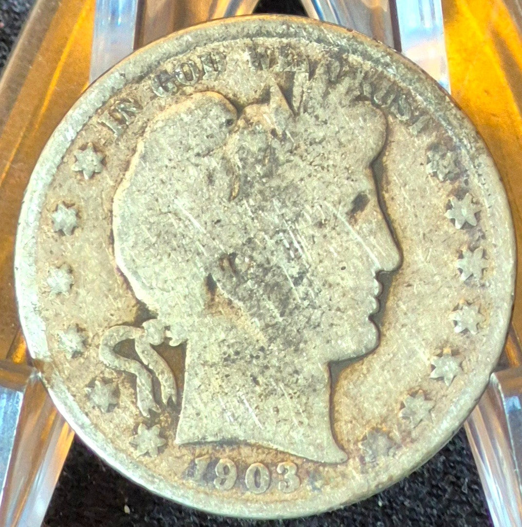 1903 San Francisco Barber Half Dollar 90% Silver 50C Good+ Partial Motto
