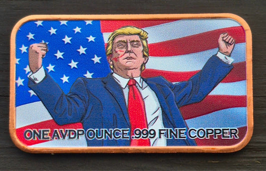 Set of (12) 1 oz Colorized Trump Copper Bars W/Tube KO TRUMP WINS Trump V. Biden